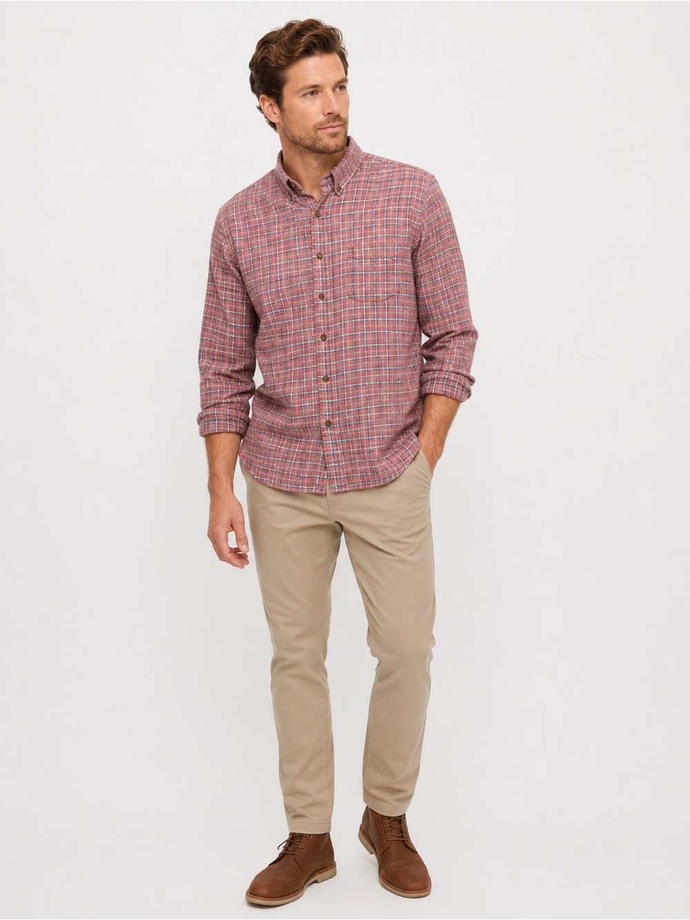 Faherty Organic Cotton Plaid Button Down Shirt Men’s Large Pink Blue Flannel